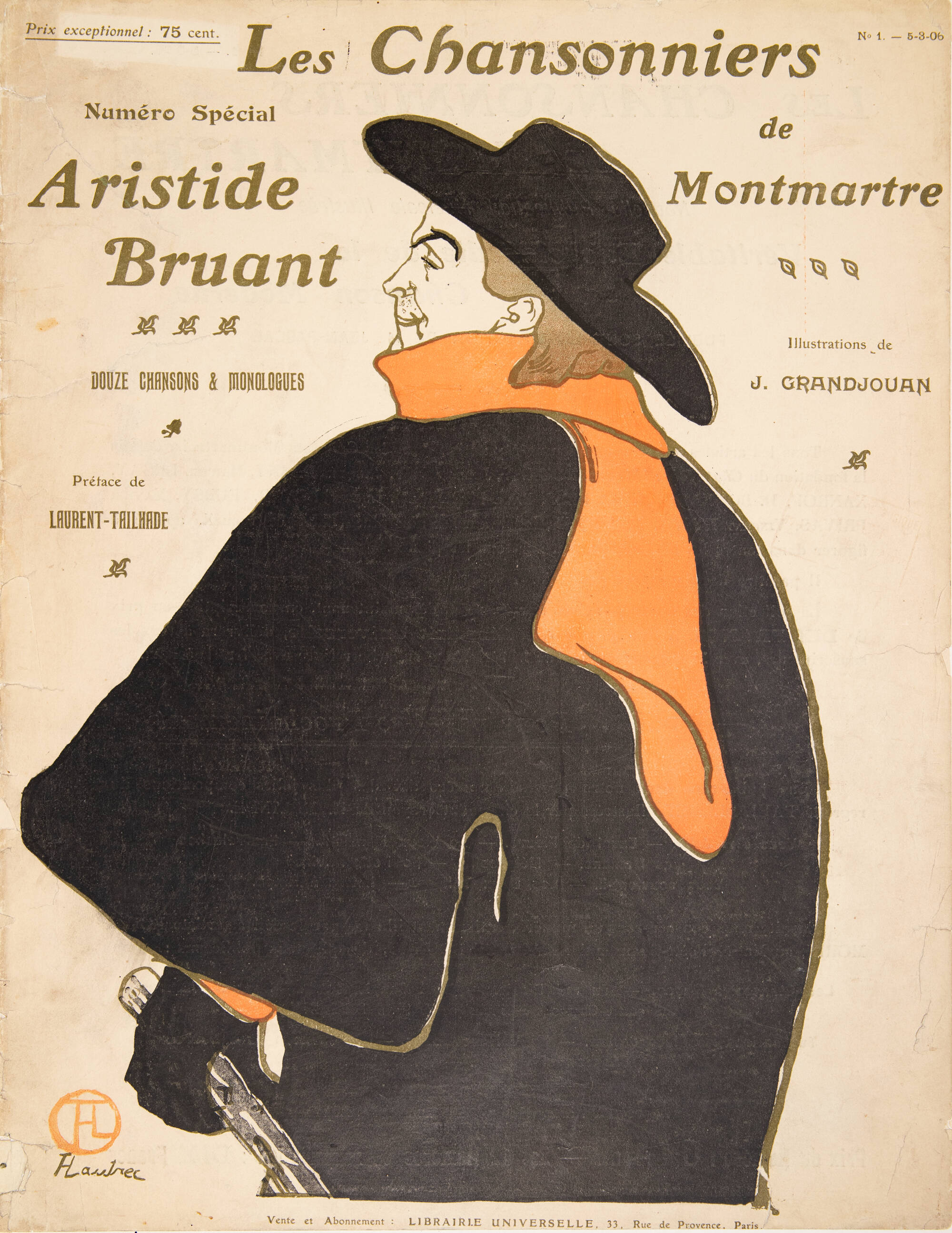 French print magazine cover of a man wearing a black jacket, hat and red scarf.